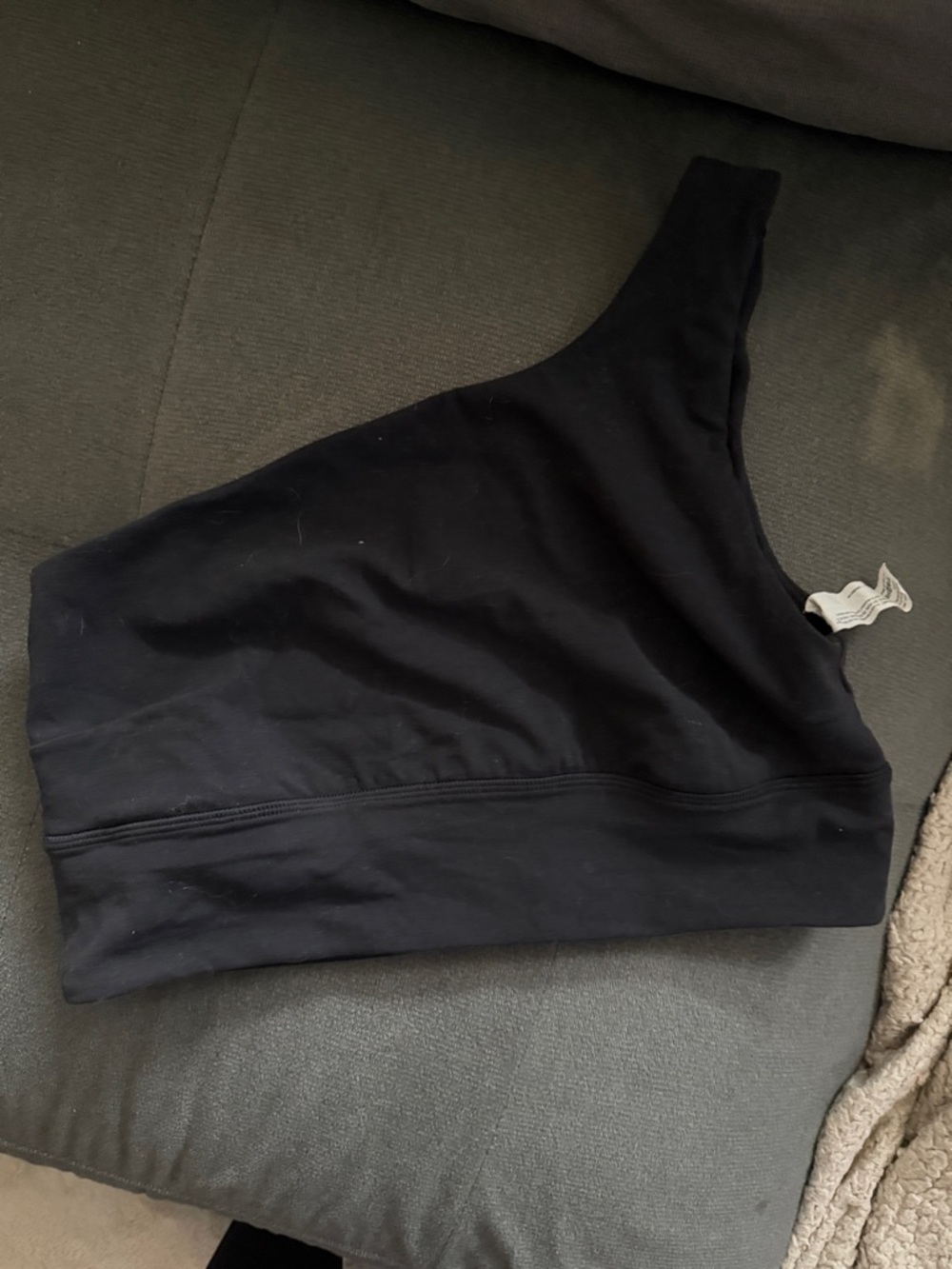 lululemon athletica One-Shoulder Black Crop Top